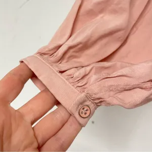 Free People Peach Button Down Long Sleeve Babydoll Mini Dress Oversized Womens S thumbnail 6