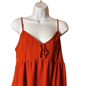 MiAmi Francesca's Women Mini‎ Dress L Rust Orange Striped Tie Front Boho Pockets thumbnail 2