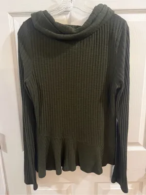Maeve Olive Ribbed Cowl Neck Sweater thumbnail 4