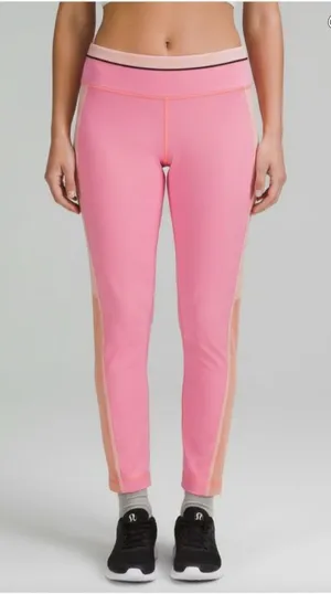 Lululemon Run Pace Tight 25" Bleached Coral Athletic Leggings Zip Pocket Size 8 thumbnail 1
