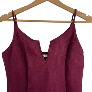 NWT Iris Mini Dress Womens M Maroon Faux Suede Bodycon Sleeveless Cocktail thumbnail 3