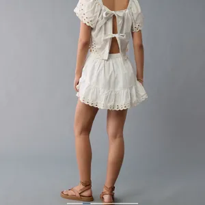 American Eagle High-Waisted Embroidered Eyelet Mini Skirt thumbnail 2