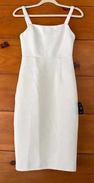 Lulus Guessing Game White Bodycon Midi Dress Fitted Party Classy Extra Small thumbnail 1