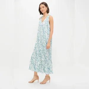 Tuckernuck Jardin De Fleurs Plisse Crinkle Alina Dress Blue Floral Midi NWT thumbnail 5