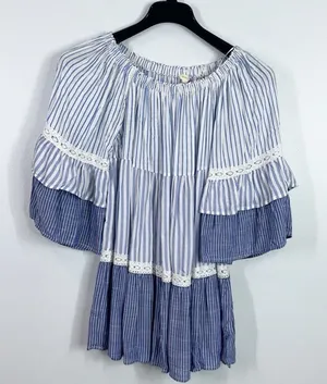 Surf Gypsy striped lightweight off the shoulder swimsuit cover up dress size M thumbnail 1