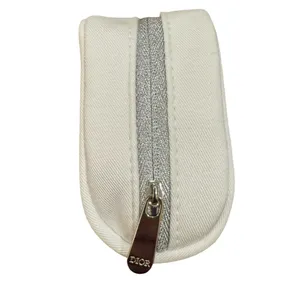 Christian Dior Canvas Cosmetic Makeup Zipper Bag Pouch Clutch - White thumbnail 4