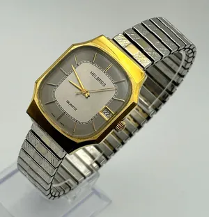 Vintage Helbros Gold-tone Plated Case Silver Stretch Band Quartz Watch thumbnail 1