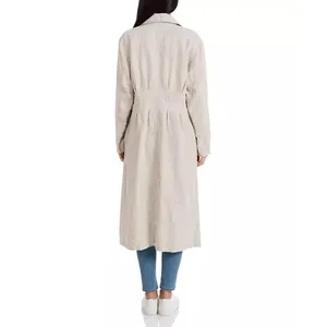 Avec Les Filles Oversized Light‎ Tan Linen Trench Coat Sz S Linencore Neutral thumbnail 2
