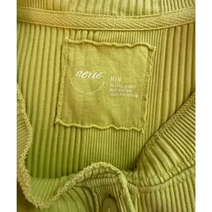 Aerie Top Womens Size M Ribbed Henley Long Sleeve Green Y2K Casual Comfort thumbnail 3