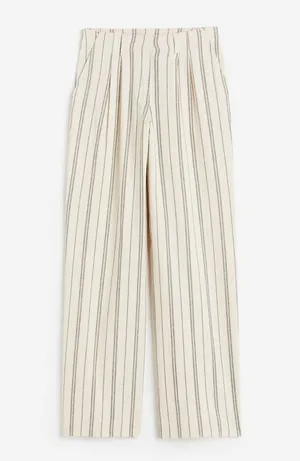 H&M STRIPED LINEN-BLEND PANTS thumbnail 1