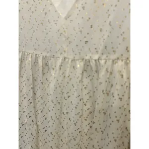Aritzia Sunday Best White Gold Metallic Foil Dot Babydoll Mini Dress Womens‎ L thumbnail 2