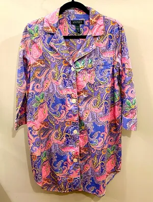 Lauren Ralph Lauren Paisley Size Medium Mini Dress w logo p-p 20” s-h 34” thumbnail 1