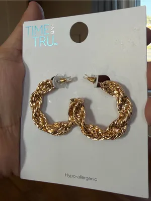 Time and Tru Gold Braided Hoop Earrings thumbnail 2