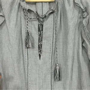 Ulla Johnson Grey Cotton Tiered Mini Dress Womens 6 Boho Romantic Casual Cottage thumbnail 6
