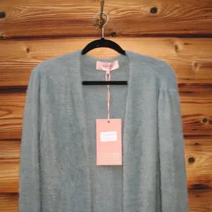 Blue Size S M L Open Front Soft Fuzzy Cardigan Sweater Long Fall Winter Spring thumbnail 5