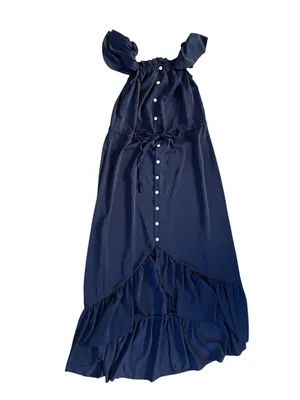 Stunning Navy Blue Maxi Dress with Ruffle Hem thumbnail 5
