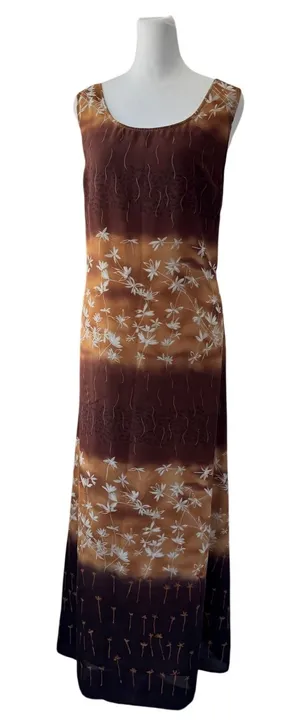 Vintage ‘90s Apostrophe Brown & Tan Floral Scoop Neck Sleeveless Maxi Dress thumbnail 1
