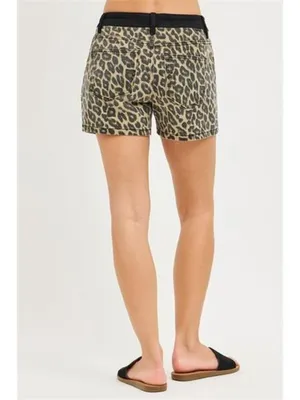 RISEN‎ High Rise Leopard Shorts with Contrast Waistband thumbnail 5