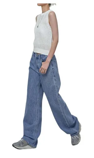 Womens Dazy Medium Rinse Y2K Style Mid Rise Straight Leg Jeans - Sz L thumbnail 1