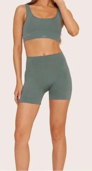 SET active Sculptflex High-Waist Seamless Biker Green Shorts Sz XS thumbnail 1
