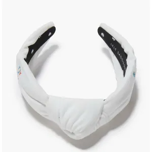 Lele Sadoughi Miami Dolphins Embroidered Knotted Headband NWT Ivory Velvet thumbnail 2
