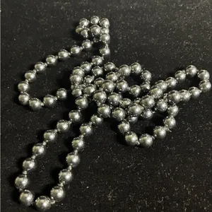 Genuine Hematite Bead Necklace Beautifully Hand Knotted Heavy 35" thumbnail 4