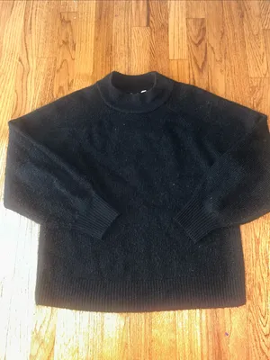 Women's Gap Fuzzy Black Oversized Mock Neck Sweater Medium thumbnail 2
