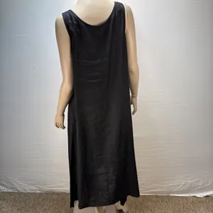Courtney Washington Midi Sleeveless Black Linen Dress Size M Pockets Made‎ USA thumbnail 4