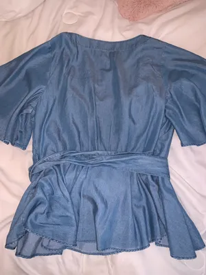 Loft Denim Wrap Top thumbnail 4