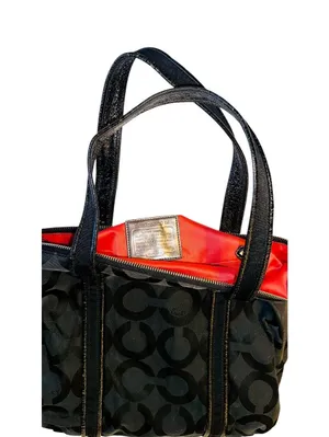 Coach Black Poppy Op Art Glam Tote thumbnail 6