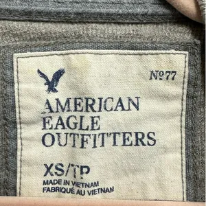 American Eagle Gray Thermal Long Sleeve‎ Shirt Logo Graphic XS thumbnail 3