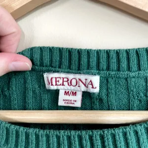 Merona green knit crewneck sweater‎ women's size medium cotton rayon top casual thumbnail 3