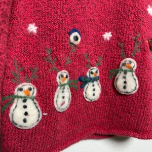 VTG Northern Isles Women Sweater M Red Snowman Snowflake Felted Holiday Festive thumbnail 5