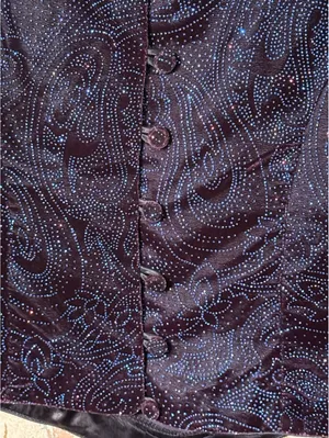 Vintage Warren Petites Black Velvet Evening Top Sparkly Paisley Pattern Small thumbnail 7