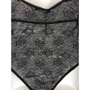 Zara Black Lace Bodysuit Women's Small Sheer Mesh Scoop Neck‎ Shell Chic NWT thumbnail 3