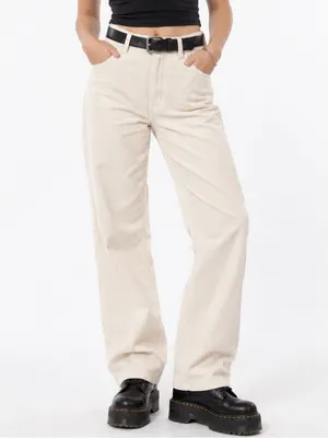 Hollister W28 Ultra High Rise Cream Corduroy Wide Leg Pants Y2K Grunge Holiday thumbnail 3