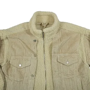 BLANKNYC‎ Women's Large Sherpa Corduroy Mixed Media Jacket Tan Cream Cozy City thumbnail 2