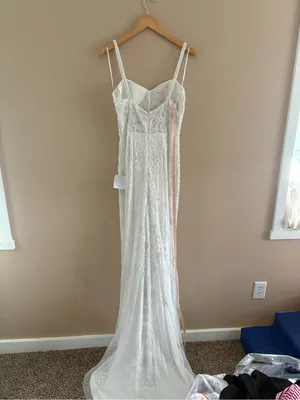 Lulus Momentous Love White Beaded Bustier Mesh Mermaid Maxi Dress Size Medium thumbnail 6