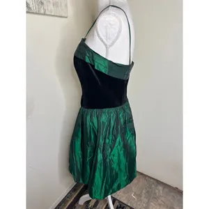 VTG 1980s Jodi Michaels Prom Party Dress Green Metallic Bubble Skirt Basque thumbnail 5