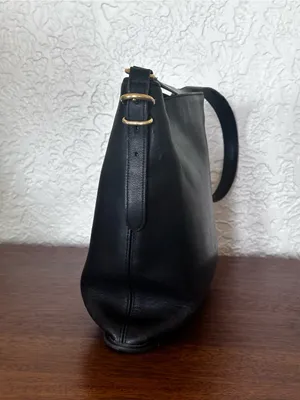 Vintage Coach Equestrian Slim 9306 Black Glove Tan Leather Shoulder Bag USA 1997 thumbnail 11