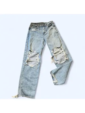 Y2K grunge indie sleaze baggy wide leg distressed American Eagle jeans size 4 thumbnail 2