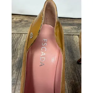 Escada Tan Suede Pointed Toe Pumps Patent Heel Accent Made in Italy Size 8.5 thumbnail 10
