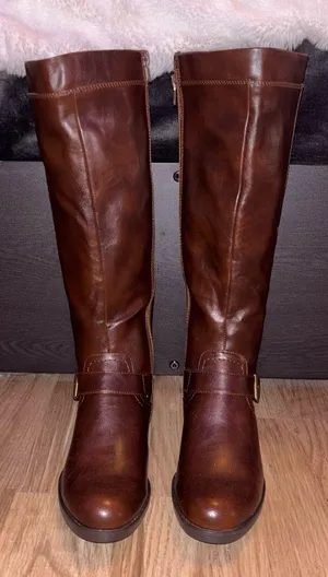 New Kim Rogers Jax Chestnut Brown Tall Riding Vegan Leather Boot thumbnail 1
