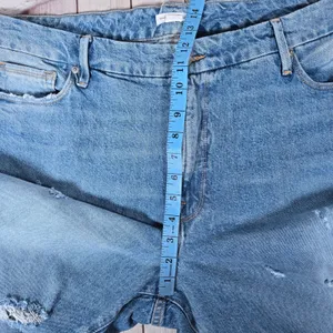 Good American Destructed High Rise‎ Straight Leg Jeans Women Size 15 Blue thumbnail 8