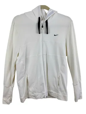 Nike Vtg Y2K Womens Ivory Full Zip Hoodie Jacket Athletic Fit Dry Technology XXL thumbnail 1