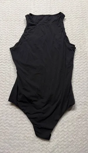 SKIMS Womens Black High Neck Sleeveless Bodysuit Size L Mock Neck Snap Gusset thumbnail 1