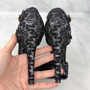Dolce & Gabbana Vintage Y2K Embroidered Glitter Mary Jane Ankle Strap Heels 37.5 thumbnail 8