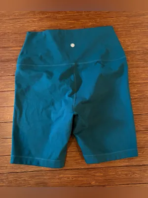 Yogalicious lux everyday shorts Teal Blue active stretch Womens size Medium M thumbnail 3