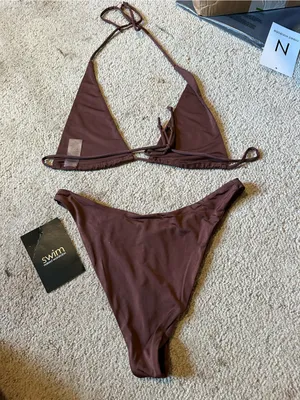 NWT Naked Wardrobe Swim bikini set brown extra large thumbnail 4