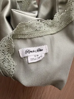 Kimchi Blue Sage Green Satin Lace Halter Top thumbnail 3